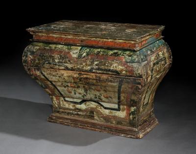 FABULOUS RARE SICILIAN PAINTED DECORATED BOMBE COMMODE ITALY 1740