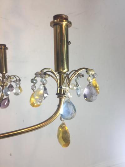 FANCY AUSTRIAN CRYSTAL BEAD AND DROP BRASS CHANDELIER