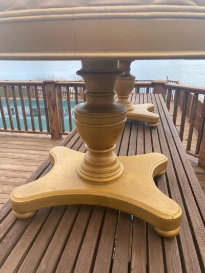 FANCY PAIR OF HOLLYWOOD REGENCY BUTTON TUFTED STOOLS