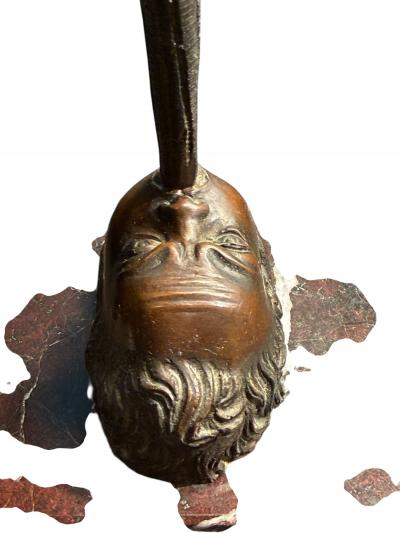 FANTASTIC ANTIQUE BRONZE OF MERCURY ON ROUGE MARBLE PLINTH