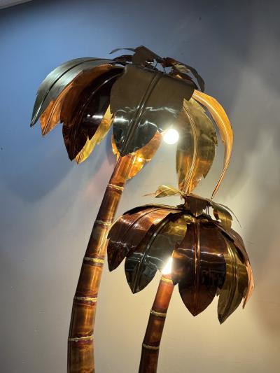 FANTASTIC MIXED METALS BRUTALIST SCULPTURAL PALM TREE FLOOR LAMPS