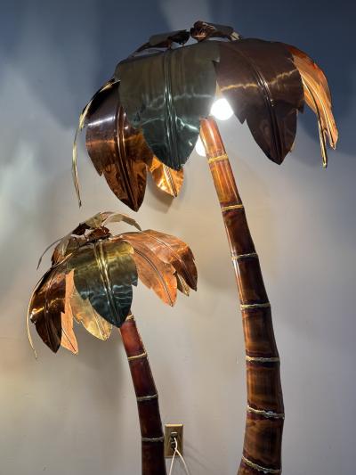 FANTASTIC MIXED METALS BRUTALIST SCULPTURAL PALM TREE FLOOR LAMPS