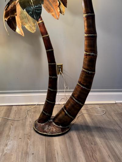 FANTASTIC MIXED METALS BRUTALIST SCULPTURAL PALM TREE FLOOR LAMPS
