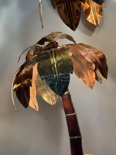 FANTASTIC MIXED METALS BRUTALIST SCULPTURAL PALM TREE FLOOR LAMPS