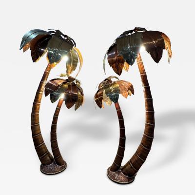 FANTASTIC MIXED METALS BRUTALIST SCULPTURAL PALM TREE FLOOR LAMPS