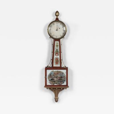 FEDERAL BANJO CLOCK WITH EGLOMISE GLASS PAINTING OF PERRY S VICTORY