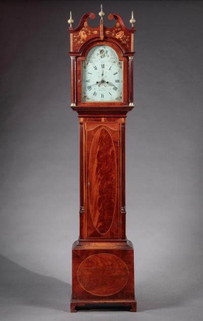 FEDERAL INLAID TALL CASE CLOCK Works by E Massey Newcastle England