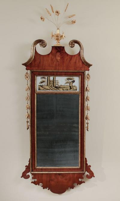 FEDERAL MIRROR WITH EGLOMISE GLASS PANEL