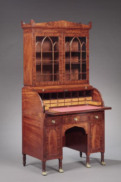 FEDERAL ROLL TOP DESK AND BOOKCASE