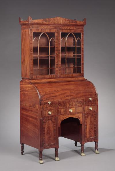 FEDERAL ROLL TOP DESK AND BOOKCASE