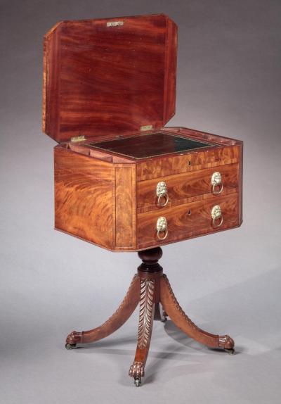 FEDERAL WORK TABLE WITH ACANTHUS CARVED LEGS