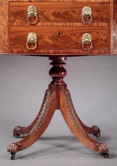 FEDERAL WORK TABLE WITH ACANTHUS CARVED LEGS