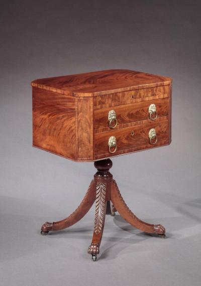 FEDERAL WORK TABLE WITH ACANTHUS CARVED LEGS