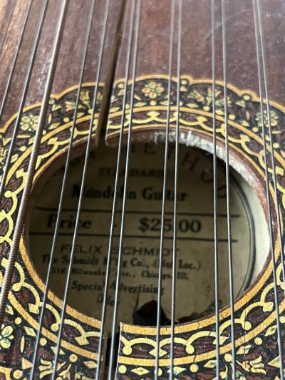 FELIX SCHMIDT 19TH CENTURY MANDOLIN GUITAR DECORATED WITH EAGLE SHIELD