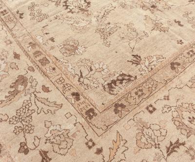 FINE ANTIQUE INDIAN AMRITSAR BEIGE AND BROWN HANDWOVEN WOOL RUG