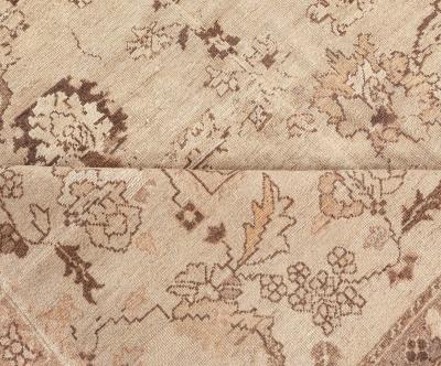 FINE ANTIQUE INDIAN AMRITSAR BEIGE AND BROWN HANDWOVEN WOOL RUG