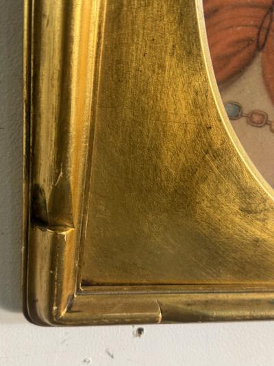 FINE ART NOUVEAU PASTEL PORTRAIT OF LOVELY WOMAN IN GORGEOUS GILT WOOD FRAME