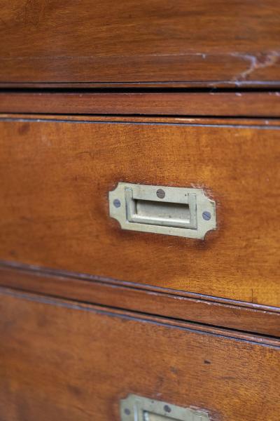 FINE ENGLISH SOLID MAHOGANY CAMPAIGN CHEST SECRETARY