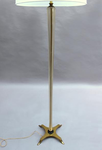 FINE FRENCH ART DECO GLASS AND BRONZE FLOOR LAMP