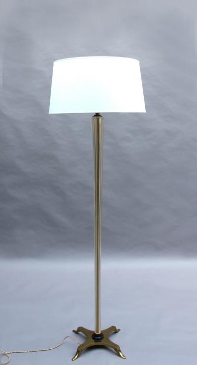 FINE FRENCH ART DECO GLASS AND BRONZE FLOOR LAMP