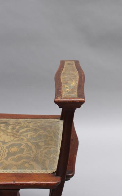 FINE FRENCH ART NOUVEAU UPHOLSTERED MAHOGANY BENCH