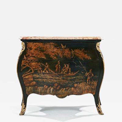 FINE LATE 19TH CENTURY DECORATIVE CHINOISERIE FRENCH MARBLE TOPPED BOMBE COMMODE