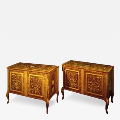 FINE PAIR OF GEORGE III ROSEWOOD KINGWOOD AND MARQUETRY COMMODES