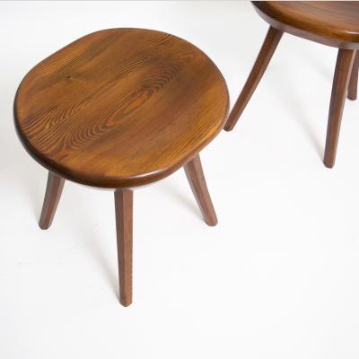 FINNISH MID CENTURY STAINED PINE STOOLS