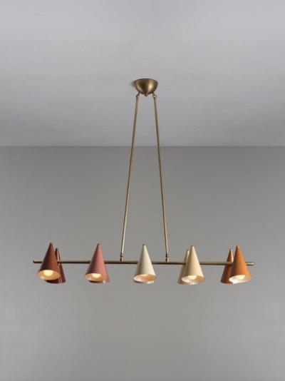 FLOTILLA Chandelier in Brass and Terracotta Enamel