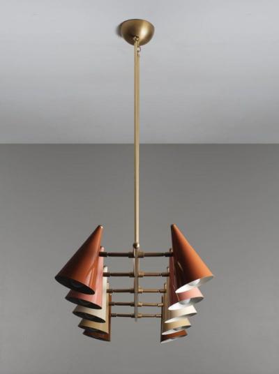 FLOTILLA Chandelier in Brass and Terracotta Enamel