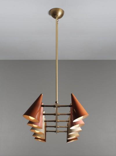 FLOTILLA Chandelier in Brass and Terracotta Enamel