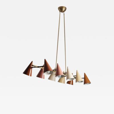 FLOTILLA Chandelier in Brass and Terracotta Enamel