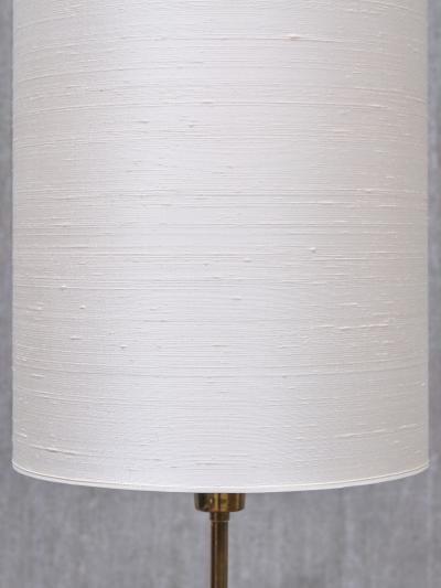 FMK Belysning Swedish Modern Floor Lamp in Brass Cream Silk FMK Belysning Sweden 1950s