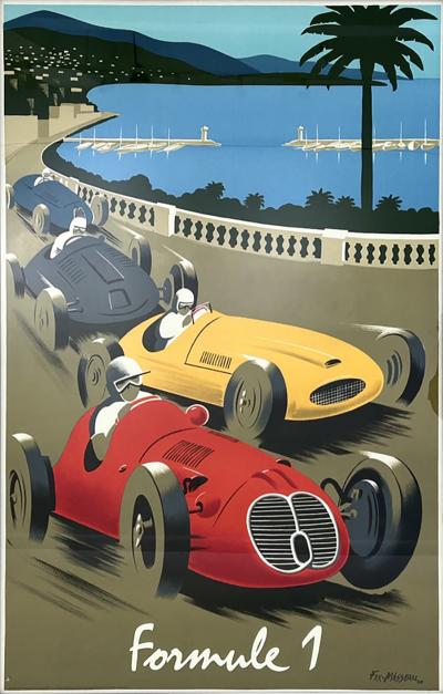 FORMULA 1 VINTAGE LINEN BACKED POSTER