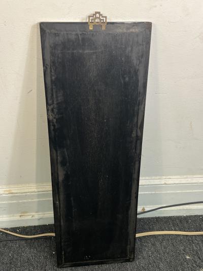 FOUR CHINESE CARVED HARDSTONE HAND PAINTED PANELS OF WOMEN SERVING TEA SCENES