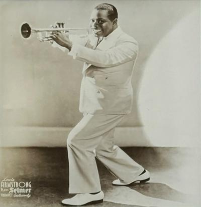 FRAMED LOUIS ARMSTRONG PHOTOGRAPH WITH AUTHENTIC AUTOGRAPH