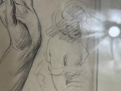 FRAMED MODERN STUDY OF HANDS DRAWING SIGNED DATED