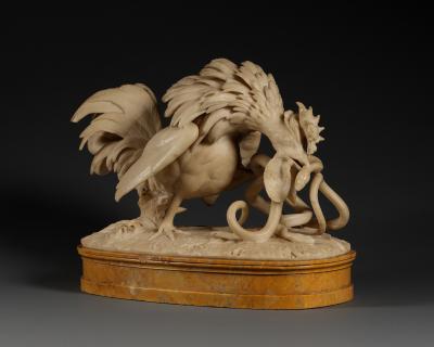 FRANCESCO ANTONIO FRANZONI A COCKEREL BATTLING WITH TWO SERPENTS ATTRIBUTED TO FRANCESCO ANTONIO FRANZONI