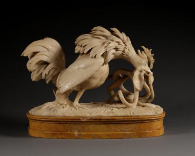 FRANCESCO ANTONIO FRANZONI A COCKEREL BATTLING WITH TWO SERPENTS ATTRIBUTED TO FRANCESCO ANTONIO FRANZONI