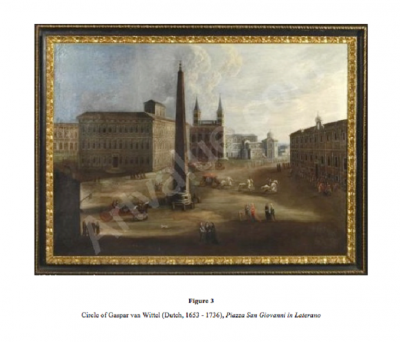 FRANZ RIENTZ A SET OF FOUR RARE MARQUETRY AND PAINTED ARCHITECTURAL VIEWS OF ROME AND VENICE