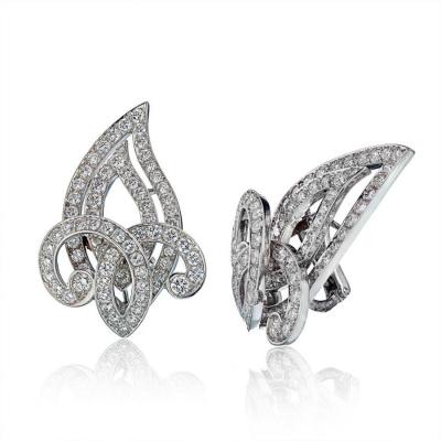 FRENCH 18K WHITE GOLD NECKLACE EARRINGS JEWELRY SET