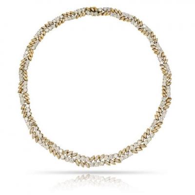 FRENCH 18K YELLOW GOLD 32 CARAT DIAMOND NECKLACE