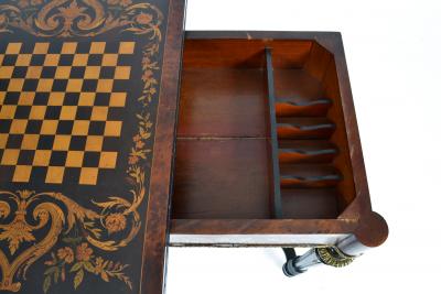FRENCH 19TH CENTURY LOUIS PHILLIPHE INLAID GAME SIDE TABLE 