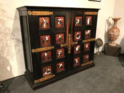 FRENCH AESTHETIC MOVEMENT NEOCLASSICAL STYLE EBONIZED OAK CABINET