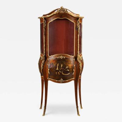 FRENCH ANTIQUE LOUIS XV STYLE ORMOLU MOUNTED BOMBE VITRINE