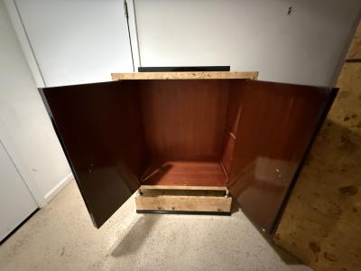 FRENCH ART DECO BURLWOOD BLACK ACCENT CABINET WITH NICKELED BRONZE HARDWARE