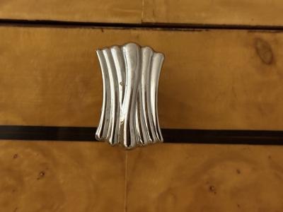 FRENCH ART DECO BURLWOOD CABINET WITH STYLIZED WOMAN WALKING PANTHER CABINET