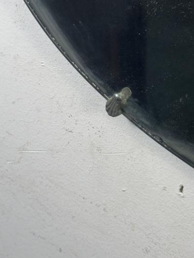 FRENCH ART DECO OVAL NICKELED BRONZE FRAMED MIRROR