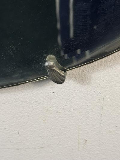 FRENCH ART DECO OVAL NICKELED BRONZE FRAMED MIRROR