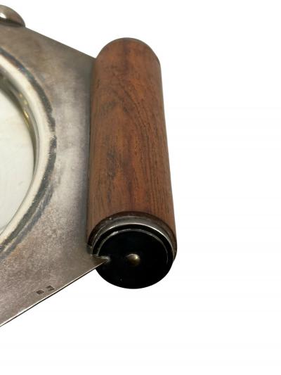 FRENCH ART DECO SILVERPLATE ROSEWOOD BALL HANDLES TAZZA